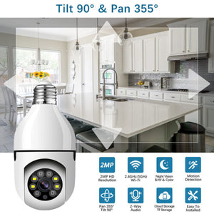 New 5G Panoramic 360° WiFi IP Camera E27 Light Bulb 1080P HD Wireless Security Cam