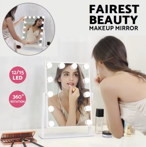 👱‍♀️💄New Tabletop Beauty Mirror Mirror w/ 12LED Light Dimmable Bulbs