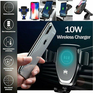 🔌📱Qi Wireless Fast Charger Car Holder Auto Lock Mount For iPhone Samsung etc