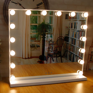 New Hollywood Style Vanity Makeup Mirror Adjustable Brightness 16 LED Bulbs Touch Control Framed