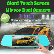 Load image into Gallery viewer, 7 Inch Touch Screen Mirror FHD 1080P Dual Lens Car DVR Camera Rearview Mirror Video Night Vision Dash