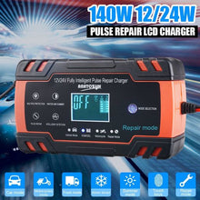 Load image into Gallery viewer, New 12V 24V Car Battery Charger Repair LCD Display Truck Boat Motercycle Battery 8A