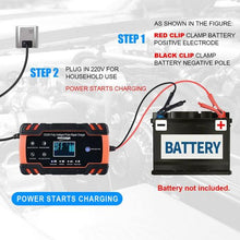 Load image into Gallery viewer, New 12V 24V Car Battery Charger Repair LCD Display Truck Boat Motercycle Battery 8A
