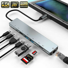 Load image into Gallery viewer, New 8in1 USB-C To Type-C 3 USB 3.0 Hub HDMI RJ45 Ethernet Micro SD TF OTG