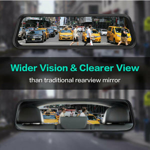 New 10" Mirror 9.66 Touch Screen FHD 1080P Dual Lens Car DVR Dash Cam Reversing Camera Mirror
