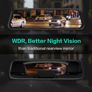 New 10" Mirror 9.66 Touch Screen FHD 1080P Dual Lens Car DVR Dash Cam Reversing Camera Mirror