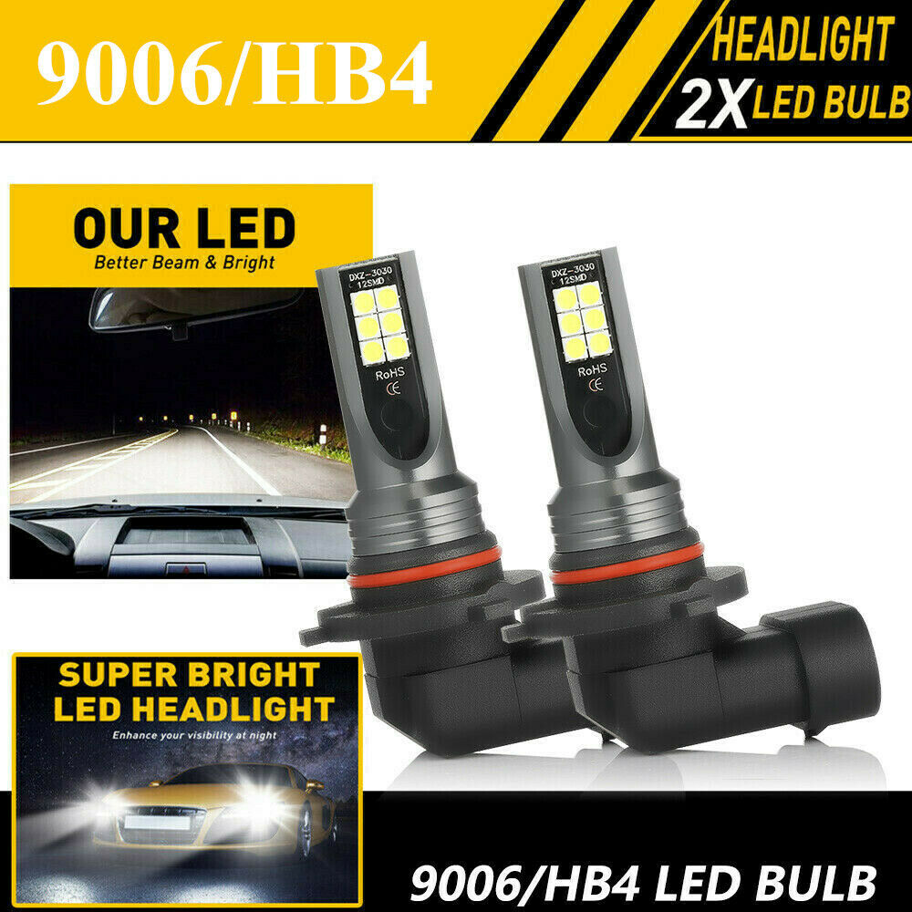 New 2PCs 9006 HB4 LED Headlight Bulb Kit Halogen Low Beam 6500K 48W 7600LM White Light