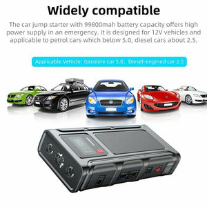 New 99800mAh Portable Battery LCD Car Jump Starter Power Bank Vehicle Emergency Engine