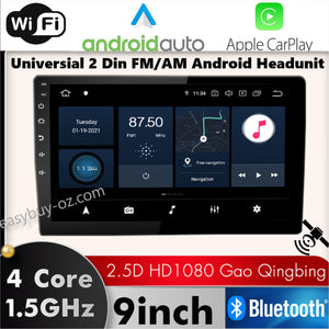 New 9" Double Din CarPlay Android AUto Android 10 Car Stereo Radio GPS Head Unit FM/AM