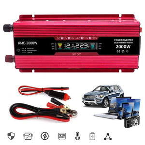 New 2000W Max LCD Car Inverter -For Camping Worksite Modified Sine Wave Power Inverter+ USB Port
