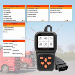 New Viecar VP102 Truck Diagnostic Tool Code Reader HD OBD/EOBD OBD2 12V/24V for Car/Truck
