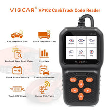 Load image into Gallery viewer, New Viecar VP102 Truck Diagnostic Tool Code Reader HD OBD/EOBD OBD2 12V/24V for Car/Truck