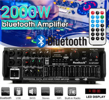 Load image into Gallery viewer, New 2000W Stereo HiFi Power Amplifier bluetooth Karaoke FM USB SD Supports 4 Microphone