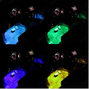 2021  4 x 12 LED Mobile APP Control Colorful RGB Car Interior Floor Atmosphere Light Strip