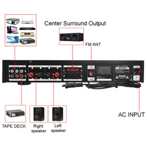 New SUNBUCK AV-628BT Bluetooth Sound Power Amplifier 2000W 220V HiFi Stereo Audio