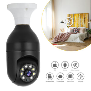 New 1080P Wireless E27 Bulb Camera Smart Security Camera WiFi 360° Panoramic Black