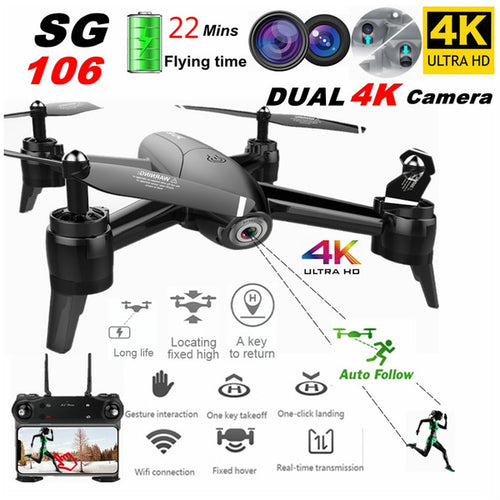 New SG106 Drone 4K HD Camera 2.4G FPV WiFi 22 Mins Battery Optical Flow Positioning + Dual Camera