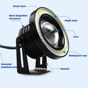 New 2pcs 2.5'' Car COB LED Fog Driving Light LED Lens Blue Angel Eyes Halo