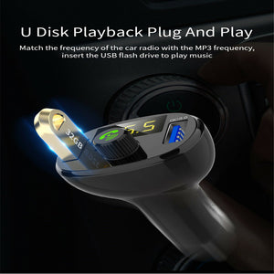 Bluetooth Car Kit Handsfree FM Transmitter Support U Disk Music Car MP3 Player Dual USB 3A Quick Charge