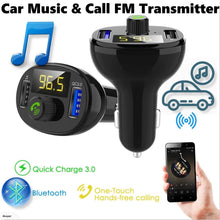 Load image into Gallery viewer, Bluetooth Car Kit Handsfree FM Transmitter Support U Disk Music Car MP3 Player Dual USB 3A Quick Charge