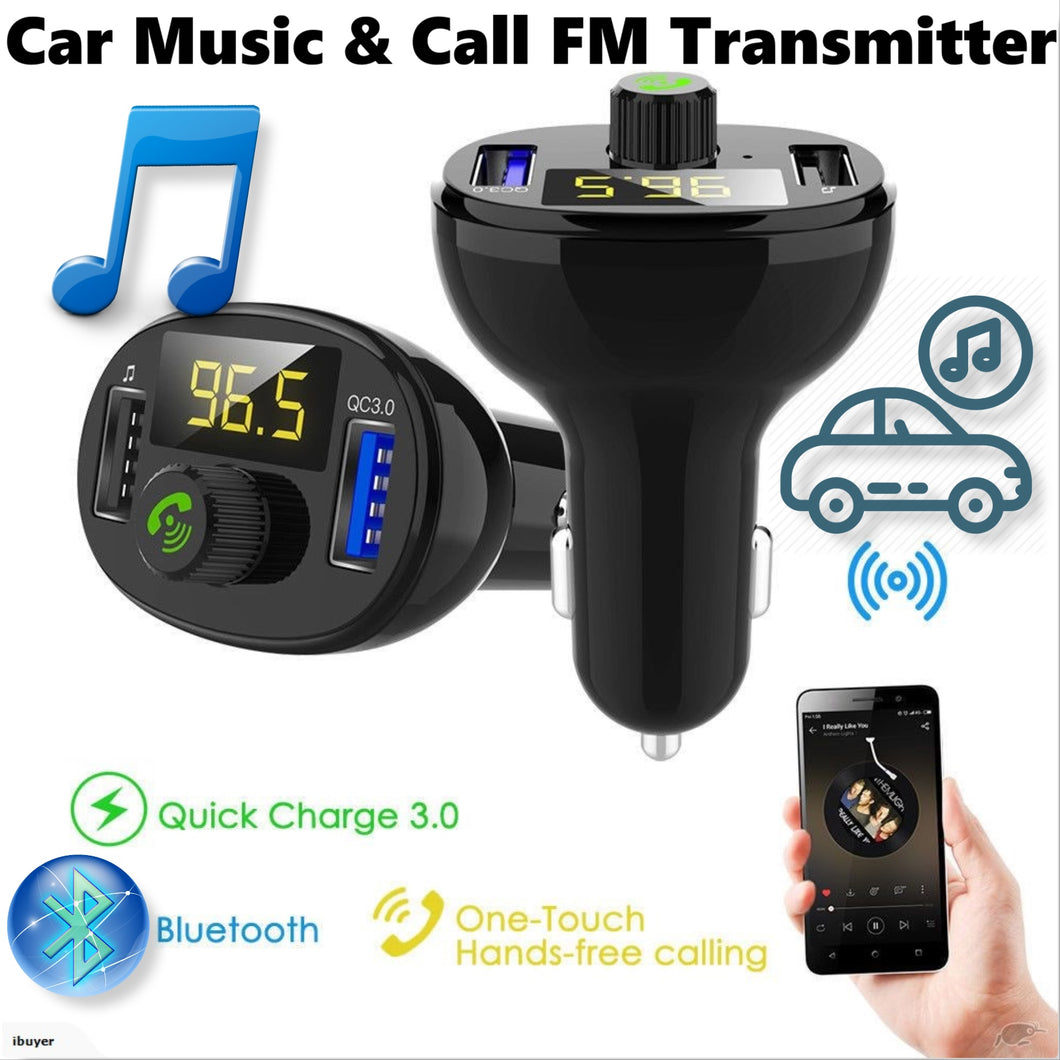 Bluetooth Car Kit Handsfree FM Transmitter Support U Disk Music Car MP3 Player Dual USB 3A Quick Charge