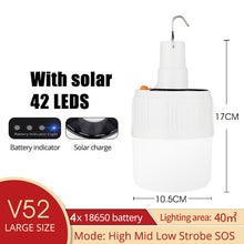 Load image into Gallery viewer, New 42 LEDs Rechargeable LED Bulb Lamp Solar Charge Emergency Light Outdoor Camping Home