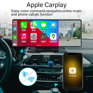 New 10.26" 4K Camera Cack 1080P Car DVR FM Transmitter Dash Camera Carplay & Android Auto