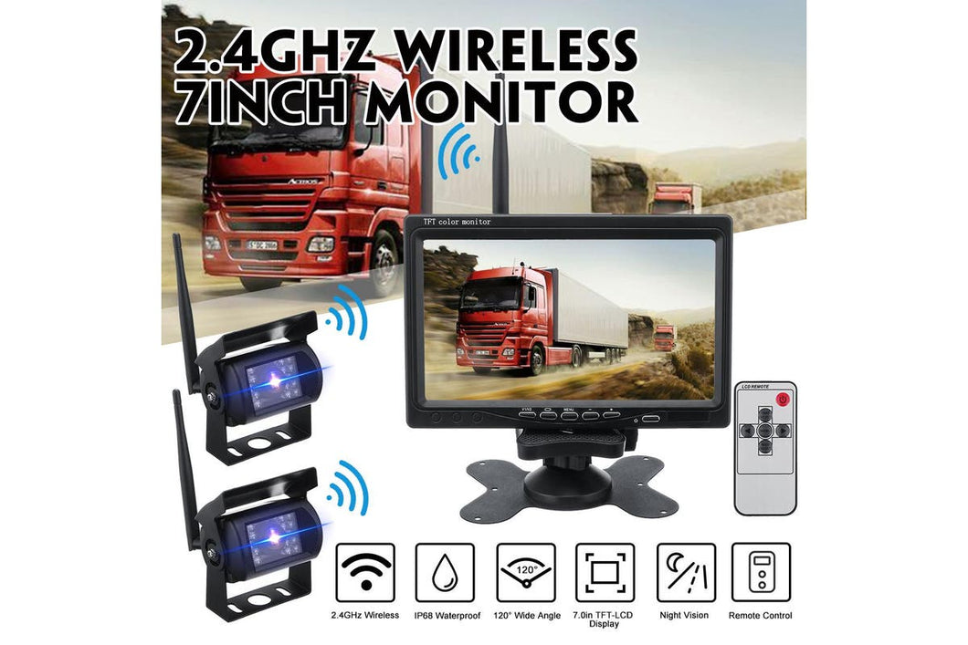 New 7 inch Wireless LCD 2x Car Rear View Camera for Truck Camera for Van RV Bus reverse