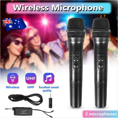 New Aux Output Universal Wireless Microphones Dual VHF Handheld Karaoke KTV