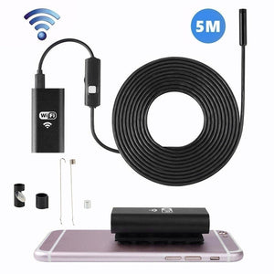New 5M HD WIFI Endoscope Borescope Inspection Camera Waterproof For iPhone Android