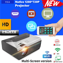 Load image into Gallery viewer, New 1280*720P Native 22000 Lumens Projector for Wire/Wireless Phone Screen Mirror