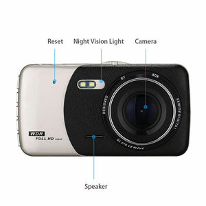 New 1080P FHD 4.0 inch IPS Screen Car Dash Dual Lens Cam Camera Video Front and Rear