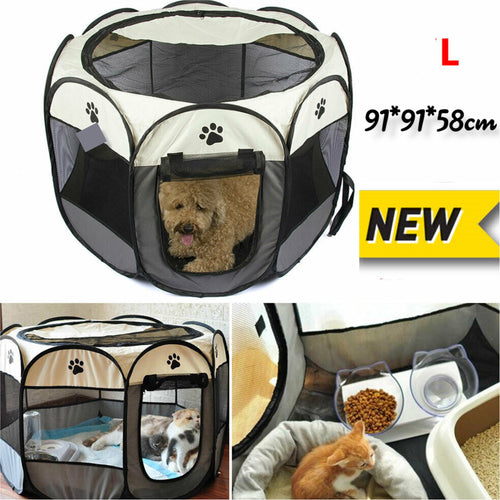 New 8 Panel Pet Kennel Portable Tent Soft Playpen Puppy Large Capacity 91cm*91cm*58cm