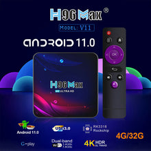 Load image into Gallery viewer, New H96 Max Android 11&quot; TV Box 4+32GB RK3318 Bluetooth 4.0 Dual WiFi 2.4/5.8 Ghz