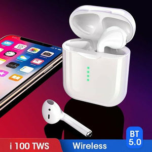 New I100 TWS Wireless Headphones, Portable Touch Bluetooth for iOS and Android for music..