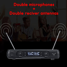 Load image into Gallery viewer, New 2 Wireless Handheld UHF Microphones System LCD Display Mic Karaoke KTV Party Church Speech