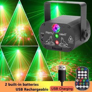 New Rechargeable Laser Stage Lights 240 Pattern RGB LED Projector DJ Disco Party