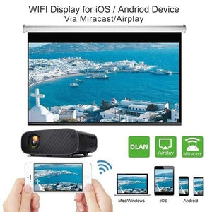New HD WiFi LED Miracast & Airplay Phone Mirroring Version 1280 x 720 Mini Projector Built in Speaker