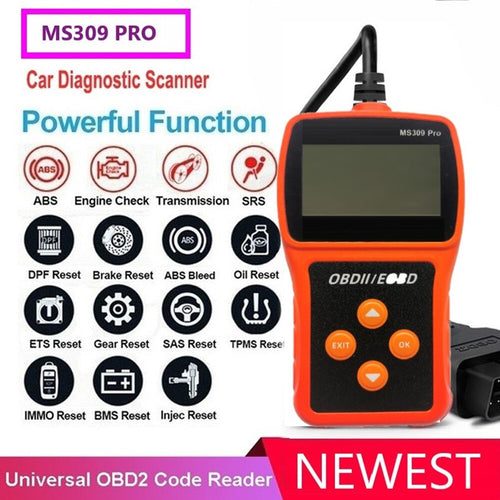 New MS309 Pro Car Fault Detector Battery Tester OBD2 EOBD Scanner Code Reader