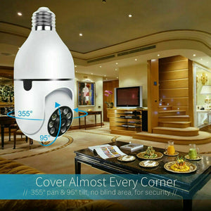 New Full HD 1080P Wireless Wifi IP Camera E27 Bulb Home Security Lamp Light Cam 360°