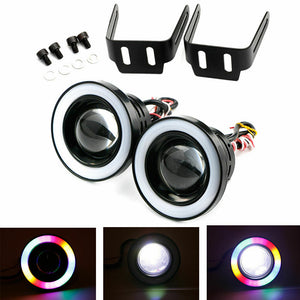 New 2x 3.5" Fog Driving Lights with COB RGB Combined Angel Eyes Halo Rings