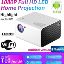 Load image into Gallery viewer, New T10 LED Full HD 1080P Android OS WiFI + Bluetooth Projector 4000 lumens Home Theater