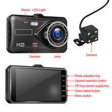 Load image into Gallery viewer, New 4 Inch Touch Screen Car DVR Dash Cam Front &amp; Back Recorder 170° Wide Angle Dual Lens