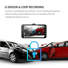 Load image into Gallery viewer, New 4 Inch Touch Screen Car DVR Dash Cam Front &amp; Back Recorder 170° Wide Angle Dual Lens