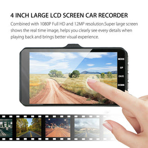 New 4 Inch Touch Screen Car DVR Dash Cam Front & Back Recorder 170° Wide Angle Dual Lens