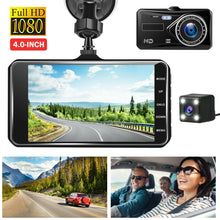 Load image into Gallery viewer, New 4 Inch Touch Screen Car DVR Dash Cam Front &amp; Back Recorder 170° Wide Angle Dual Lens