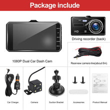 Load image into Gallery viewer, New 4 Inch Touch Screen Car DVR Dash Cam Front &amp; Back Recorder 170° Wide Angle Dual Lens