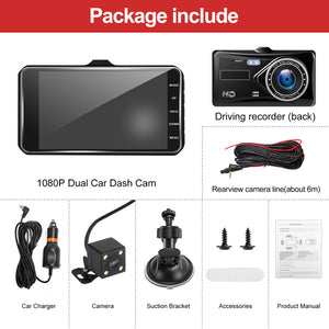 New 4 Inch Touch Screen Car DVR Dash Cam Front & Back Recorder 170° Wide Angle Dual Lens