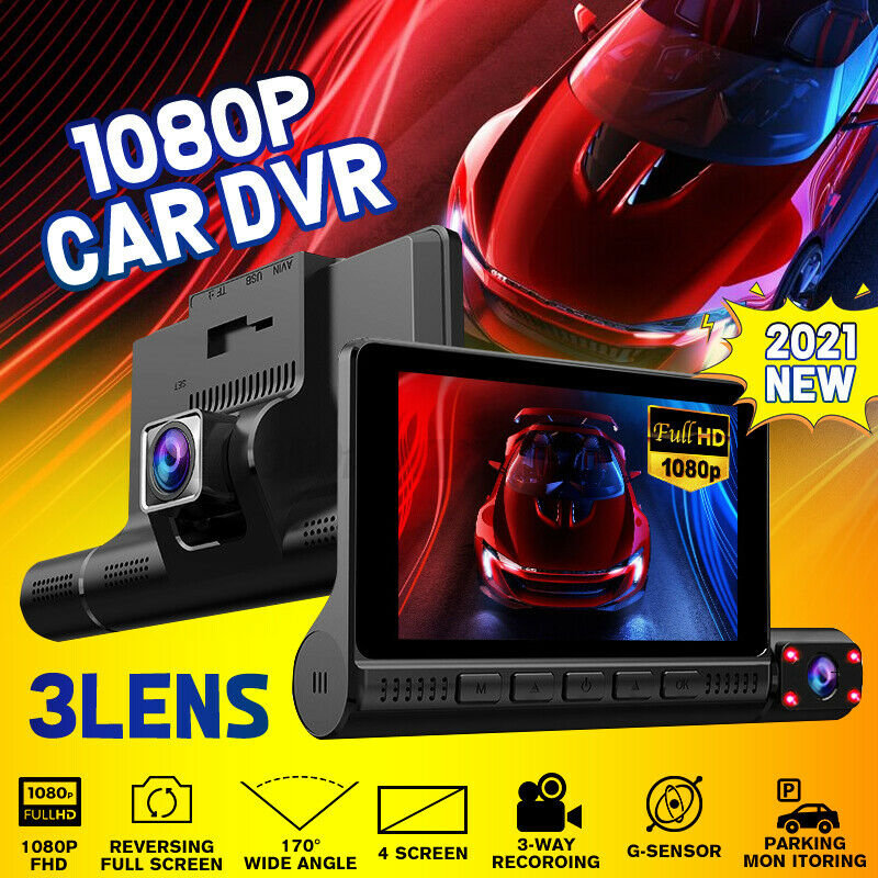 New 4 Inch 1080P IPS Touch Screen Car Dvr 3 Lens Recording Night Vision Dashcam (Uber Didi）