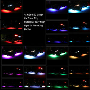 LED 4 In 1 12V Car Interior Decoration Lamp LED Automobile Chassis Lights Bar Neon Strip (2x 90cm + 2x 120cm)